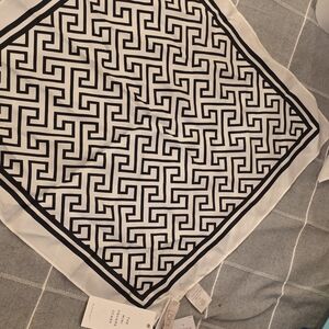 NWT Loft Navy and White Geometric Scarf 12x12